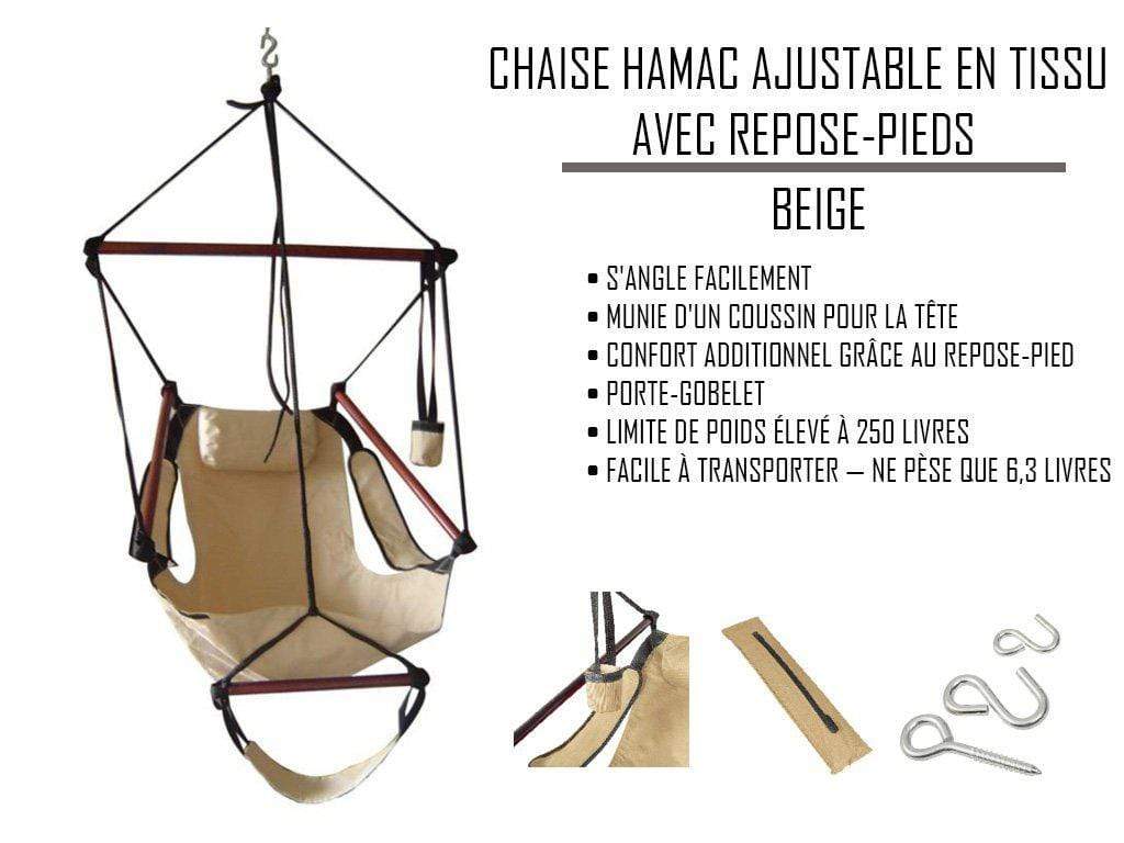 Hamac Univers Chaises Hamacs Chaise hamac ajustable en tissu avec repose-pieds