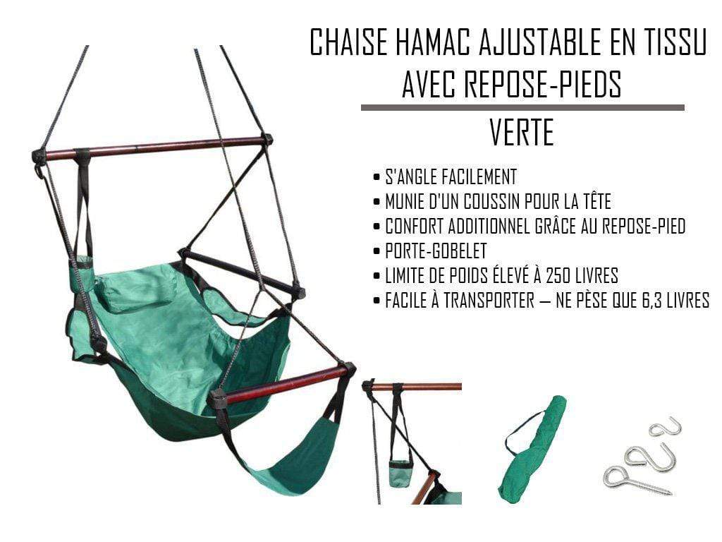 Hamac Univers Chaises Hamacs Chaise hamac ajustable en tissu avec repose-pieds